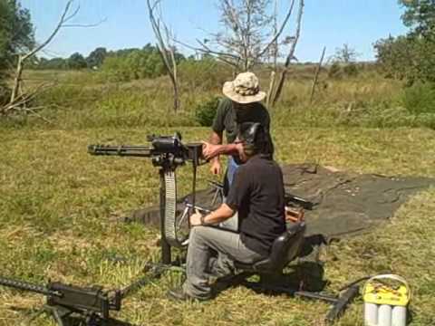 Airsoft Tulsa Johnny shooting a Minigun in Oklahoma Military Weekend