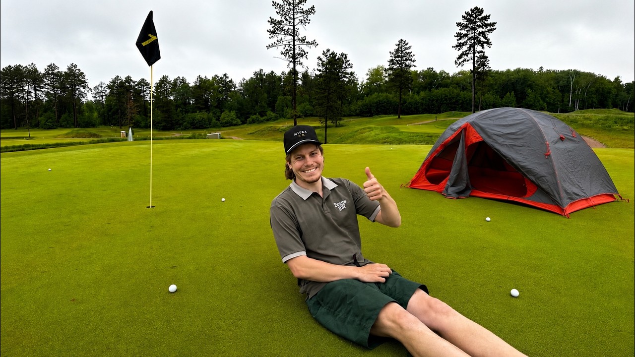 camping on a golf course until i get a hole in one