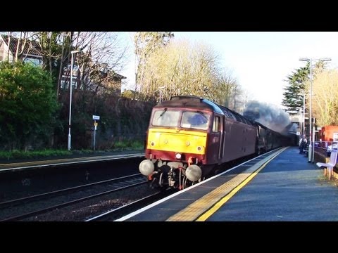 (HD) 47500 & a steamy 34067 "Tangmere" on ECS @ Keynsham 16/12/12