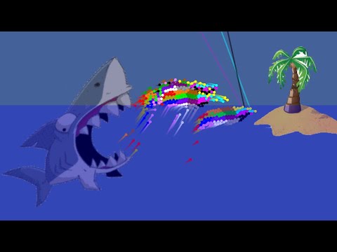 Marble Survival Race - Escape the Sharknado in Algodoo