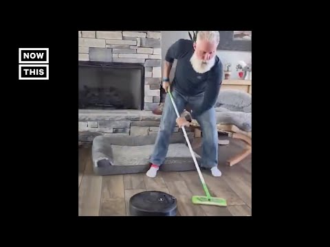 Watch: man curls a Roomba across his kitchen with a Swiffer