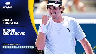 Joao Fonseca vs. Miomir Kecmanovic Highlights | 2025 US Open Round 1
