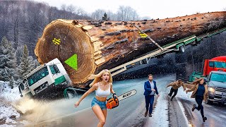 Dangerous Fastest Idiots Cutting Tree Fails Skill With Chainsaw : Tree Falling on Houses #12
