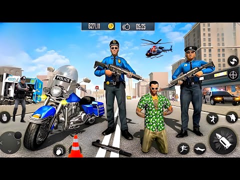 US Police Bike 2025 Gangster Chase - Android Gameplay