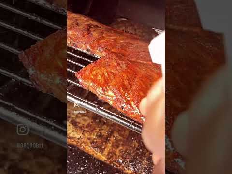 I’m cooking ribs on the M&M 240 wood fired rotisserie smoker Check it out! #mandmsmoker #smokingribs