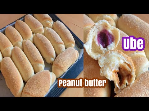 Very Soft and Fluffy Spanish Bread with Ube Halaya and Peanut butter filling