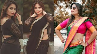 Kanmani serial actress bharani hot navel saree hot