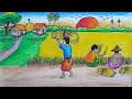 How to draw late autumn scenery step by step|| হেমন্ত কালের দৃশ্য আঁকা || ধা