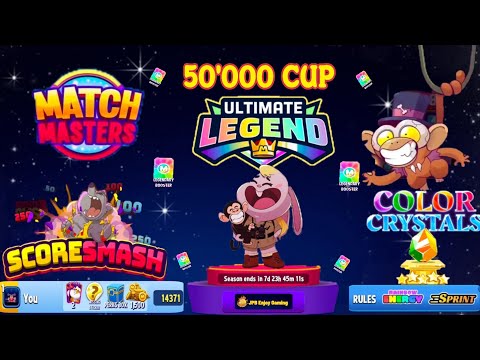 ULTIMATE 50,000 Cup, getting rewards SCORE SMASH, Final Color Crystals Tournament, Match Masters.