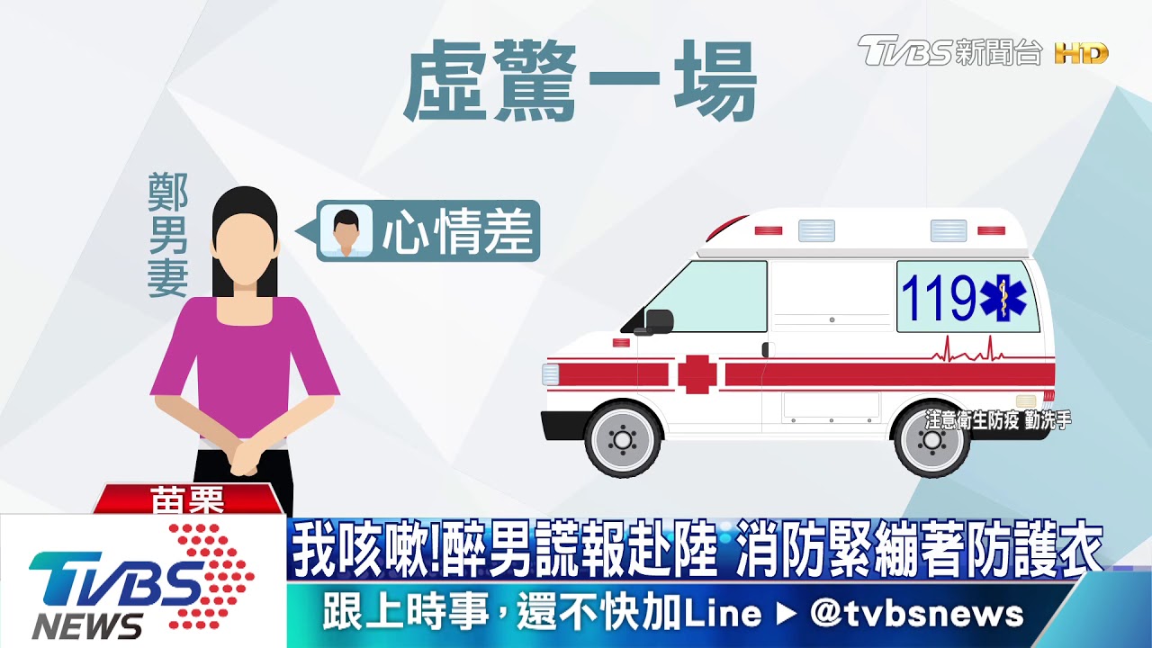 我咳嗽!醉男謊報赴陸 消防緊繃著防護衣