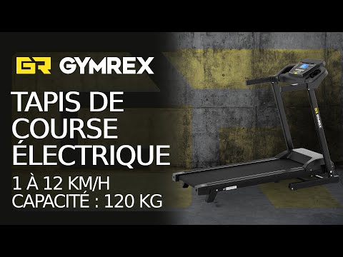 Vidéo - Tapis de course électrique - Pliable - 1 471 W - 1 à 12 km/h - 120 kg - 2 inclinaisons