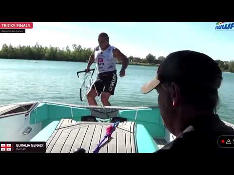 World Over 35 Waterski Championships 2022 jump tricks final 45+ awarding tricks overall.