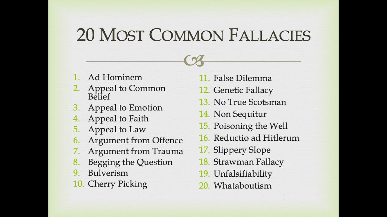 20 Most Common Logical Fallacies