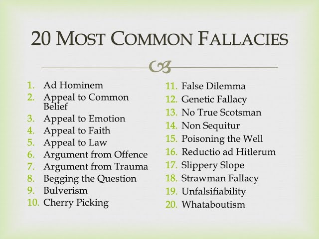 Watch video: 20 Most Common Logical Fallacies
