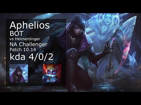 Aphelios ADC vs Heimerdinger - NA Challenger 4/0/2 Patch 10.14 Gameplay