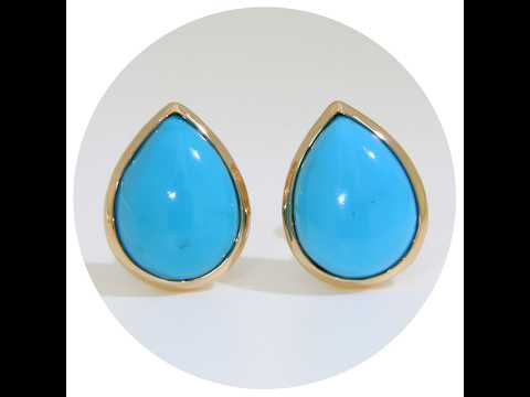 Cercei Stud Aur Galben 14 k Turcoaz Natural Para din mina Sleeping Beauty