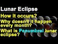 Lunar Eclipse - Partial, Full moon, Penumbral | When & How it occurs | Diff btn Solar & Lunar