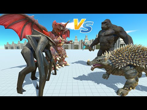 2vs2 | DESTOROYAH and MUTO vs ANGUIRUS and KING KONG - Animla Revolt Battle Simulator