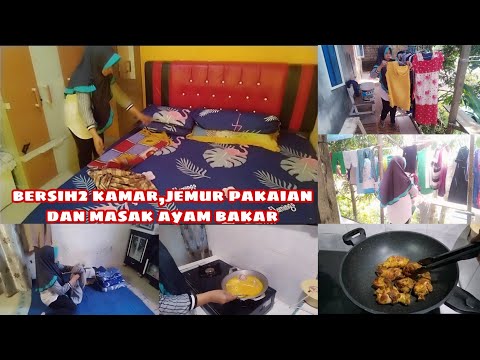 bersih bersih kamar jemur baju melipat baju,masak || kegiatan sehari2 IRT