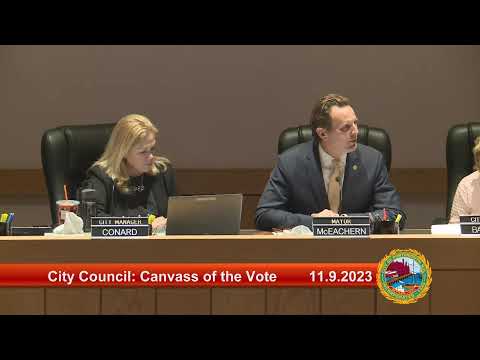 11.9.2023 City Council Special Meeting Re: Canvass of the Vote