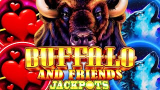 ★BIG WIN!★ BUFFALO AND FRIENDS JACKPOTS! HEARTS & TIMBERWOLVES! Slot Machine (ARISTOCRAT GAMING)