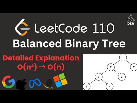 Balanced Binary Tree Leetcode 110 Brute Force O N 2 To Optimal O N Height Optimization Dfs