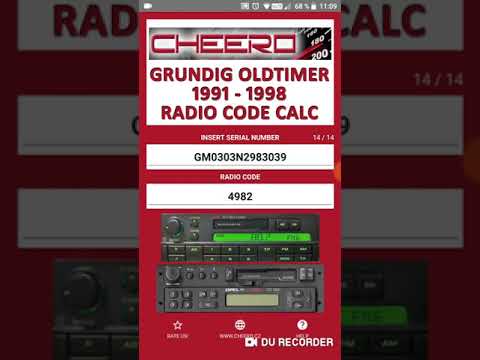 RADIO CODE for GRUNDIG 91 - 98