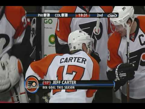 Jeff Carter scores vs Avalanche 11-23-09