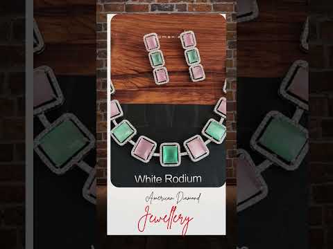 White rodium polish full cz ad stones party wear beautiful n...