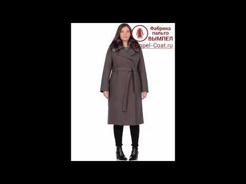 Женское зимнее пальто HR-1010 темно-коричневого цвета