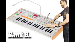 Video thumbnail for The NEW microKORG S - ALL 64 sounds previewed of Bank B by Emlyn In The Mix