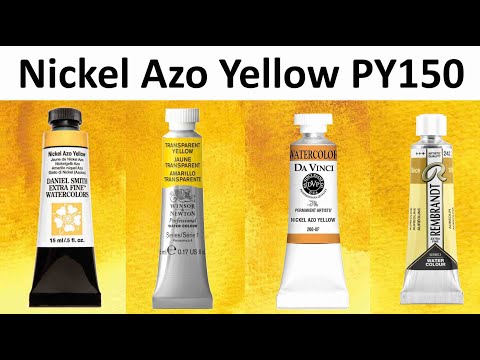 Nickel Azo Yellow PY150 Watercolor Comparison - Daniel Smith, Winsor & Newton, Da Vinci, Rembrandt
