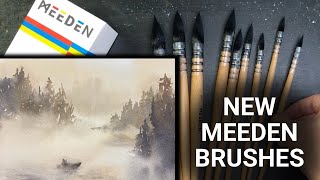 New Professional Meeden Watercolor Brushes! & landscape painting test - 330