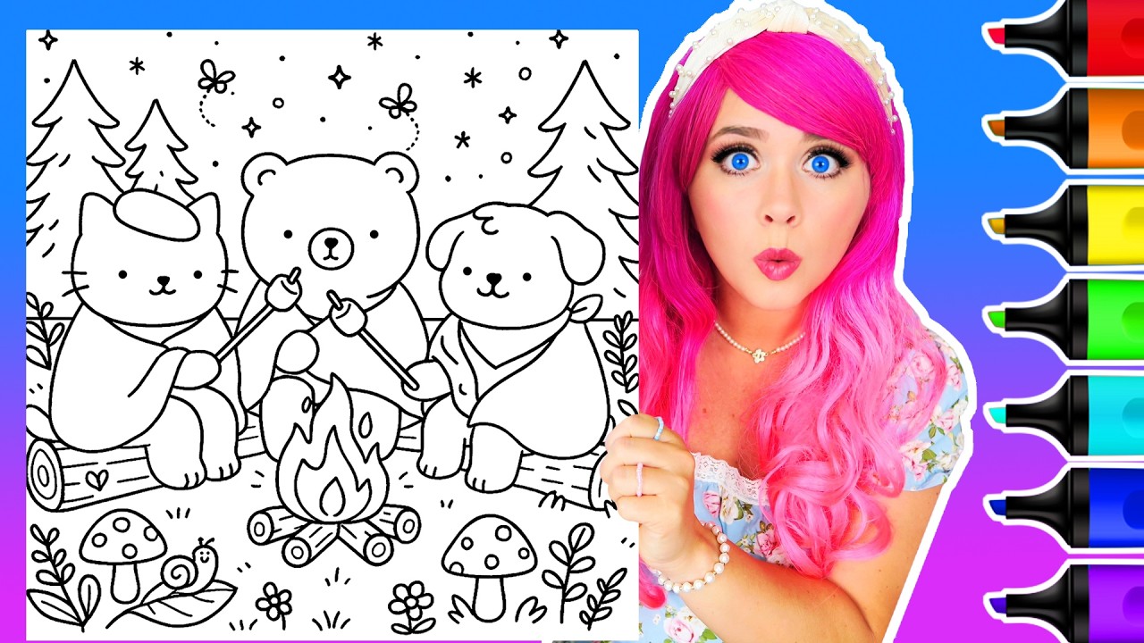 Cozy Critters Coloring Book 🏕️🪵 | Cozy Campfire with Gigi, Ollie & Scout | Ohuhu Art Markers