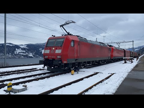 DB Cargo 185 090 & 185 134 mit einem gemischten Güterzug