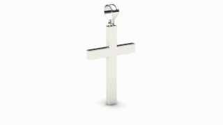 Men's 14K Solid White Gold Polished Cross Pendant 2