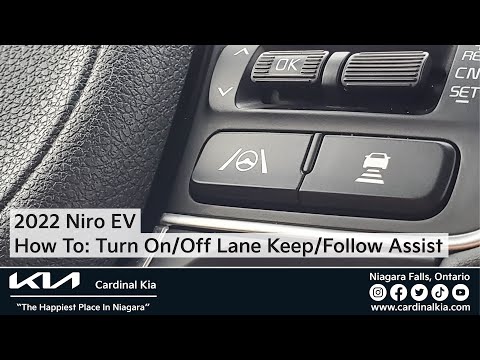 Part of a video titled 2022 Kia Niro EV - How To Turn On/Off Your Lane Keep ... - YouTube