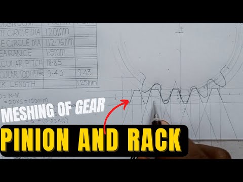 meshing of rack and pinion , involute spur gear construction in Engineering drawing(unwin's method)