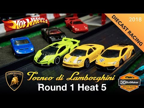 Round 1 Heat 5 - Tournament of Lamborghini - Hot Wheels Diecast Racing