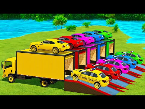 TRANSPORTING COLORED ROLLS ROYCE & DACIA POLICE CARS WITH ISUZU TRUCKS - FS22