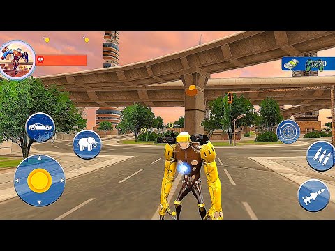 Elephant Robot Car Transform:Yellow Robot Dino Elephant Flying Car Games - Android iOS Gameplay