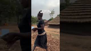 Serving husband drinking water in the village