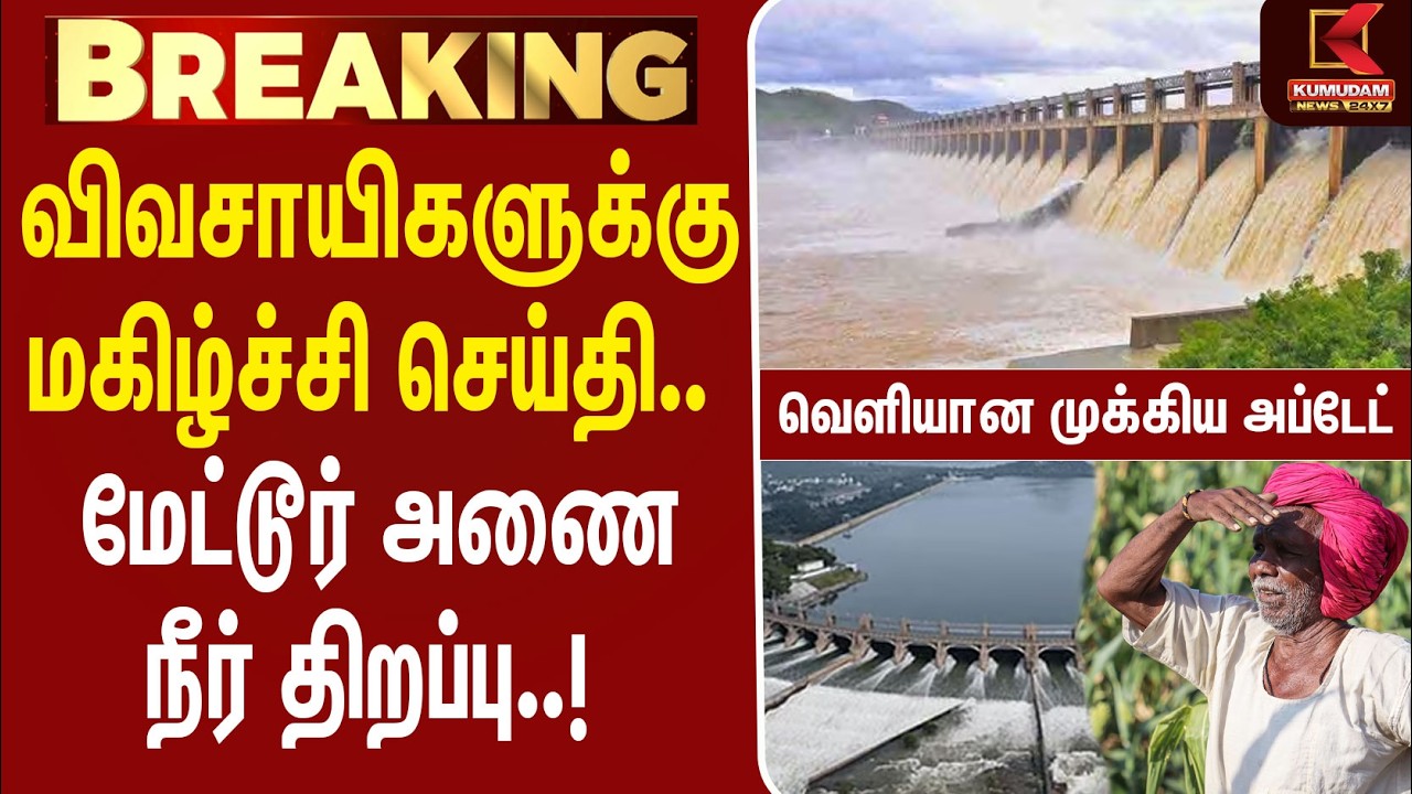 மேட்டூர் அணை நீர் திறப்பு.. வெளியான முக்கிய Update | Mettur Dam Water Release | Cauvery
