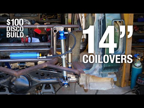 Mounting 14” TRAVEL COILOVERS in Hundy! Insane V8 Disco Comp Truck Build! CUSTOM Rear Suspension!!!
