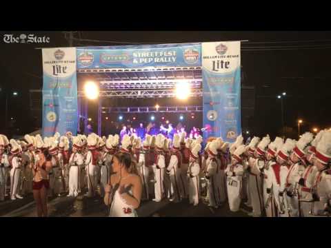 Will Muschamp, Gamecocks players at Birmingham Bowl pep rally