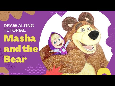Masha and the Bear Drawing Step by Step | Draw Along Tutorial