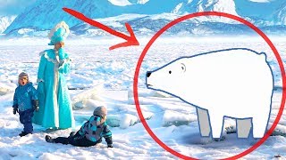 Полярный медведь и Снегурочка.