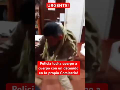 🚨👮‍♀️Policía lucha cuerpo a cuerpo con un detenido en Comisaría🔥‼️