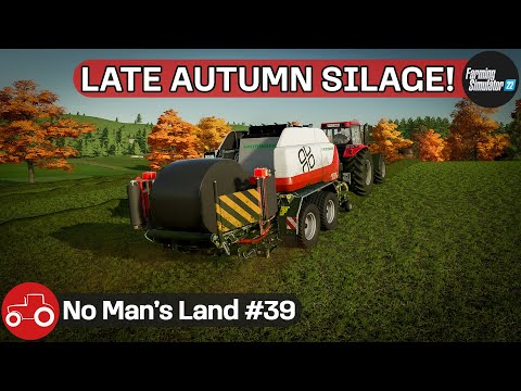Mowing Grass For silage Bales, Selling Manure & soybean Harvest - No Man's Land #39 FS22 Timelapse