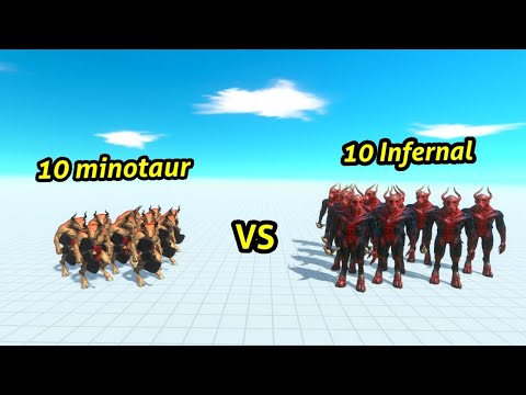 10 minotaur vs 10 infernal units animal revolt battle simulator